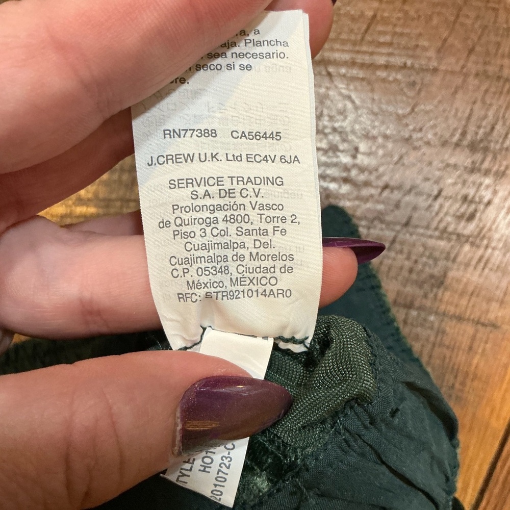 Madewell Velvet Huston Pull-On Crop Pants Women’s Size Medium in Smoky Spruce - Picture 11 of 12